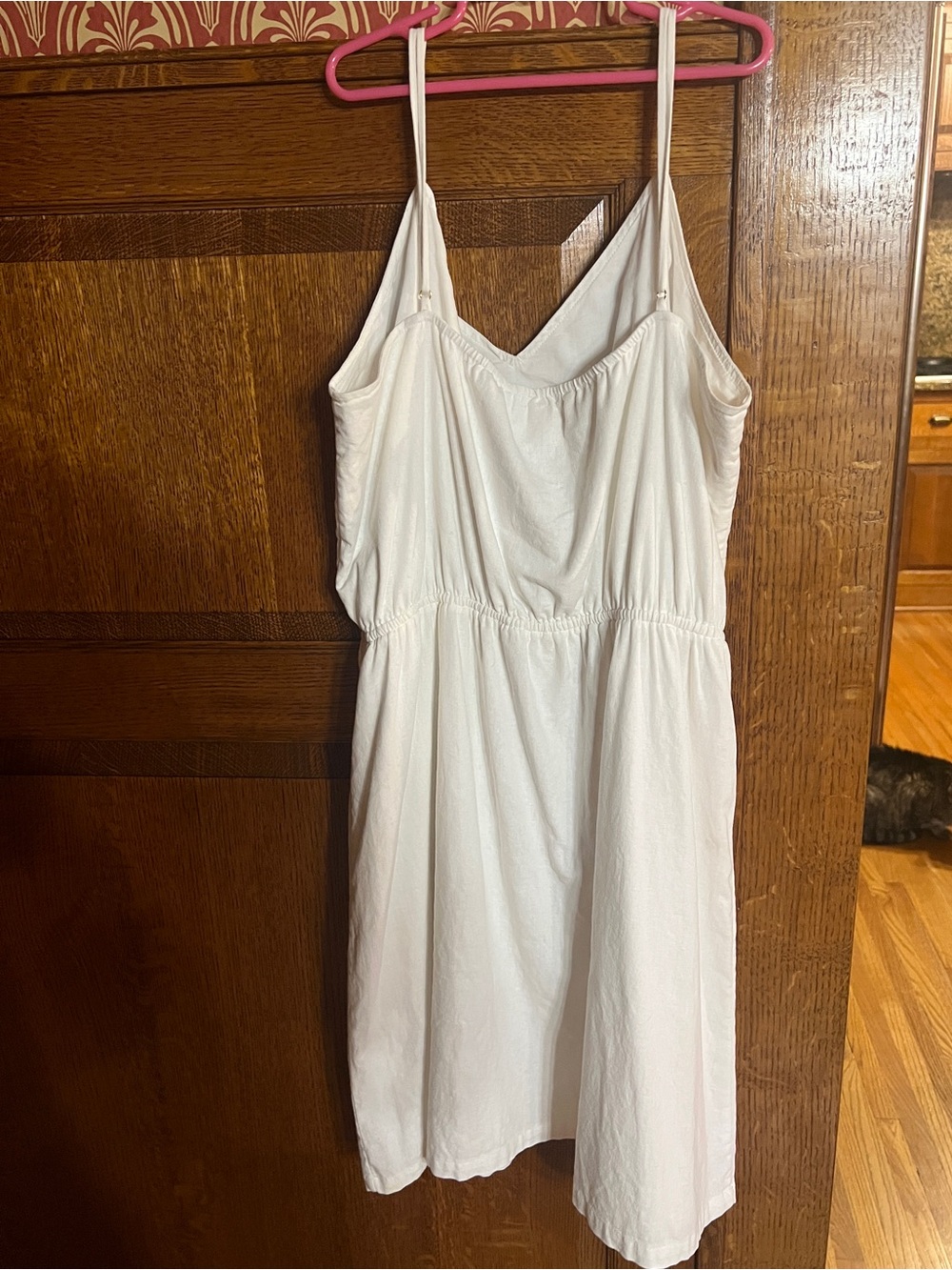 J Crew Factory White Linen Rayon Spaghetti Strap Lined Dress EUC Size XL - Picture 3 of 11